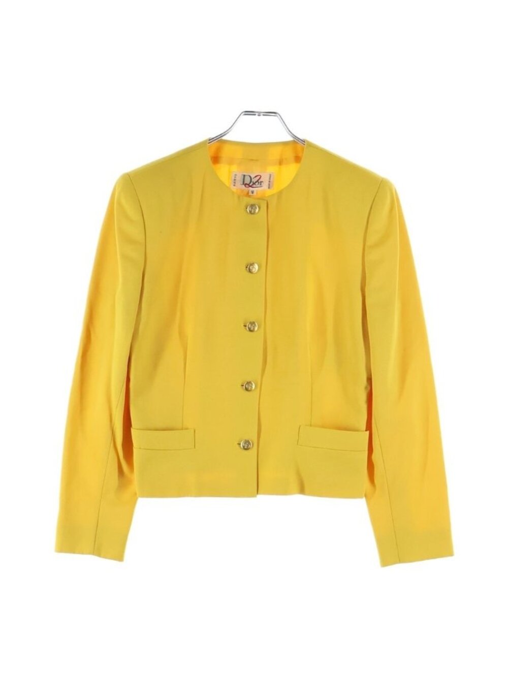Dior CD Button Wool Collarless Jacket Yellow 42
